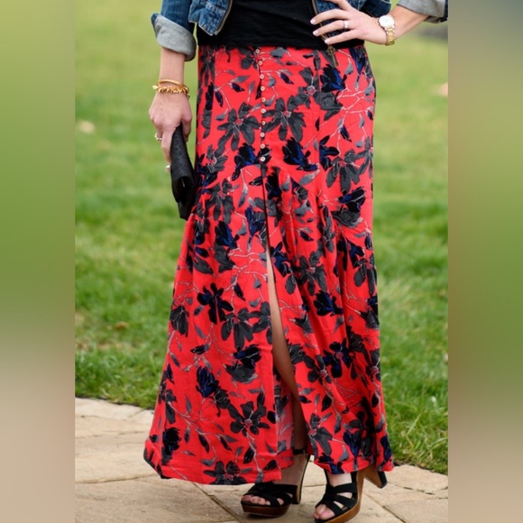 Free People Smooth Sailing Maxi Skirt in Red size 0